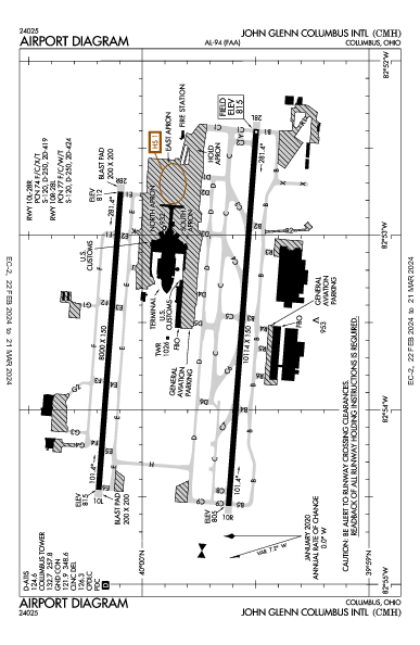 John Glenn Columbus Intl Airport Columbus, OH (KCMH): AIRPORT DIAGRAM (APD)