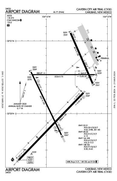 Cavern City Air Trml Carlsbad, NM (KCNM): AIRPORT DIAGRAM (APD)