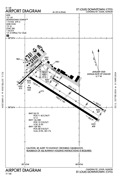 St Louis Downtown Cahokia/St Louis, IL (KCPS): AIRPORT DIAGRAM (APD)