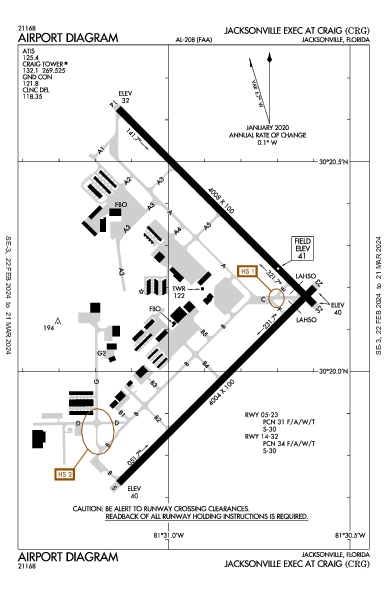 Jacksonville Exec At Craig Jacksonville, FL (KCRG): AIRPORT DIAGRAM (APD)