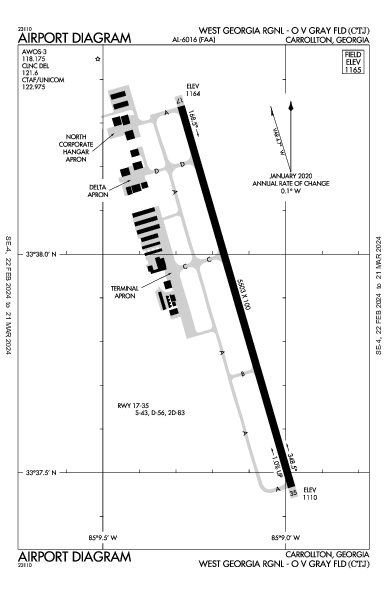 W Georgia Regional Carrollton, GA (KCTJ): AIRPORT DIAGRAM (APD)