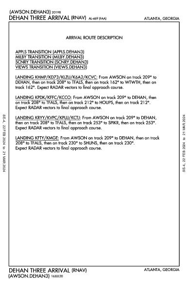 W Georgia Regional Carrollton, GA (KCTJ): DEHAN THREE (RNAV) (STAR)