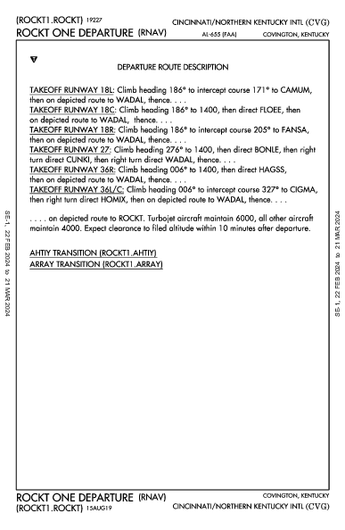 辛辛那堤/北肯塔基國際機場 Hebron, KY (KCVG): ROCKT ONE (RNAV) (DP)