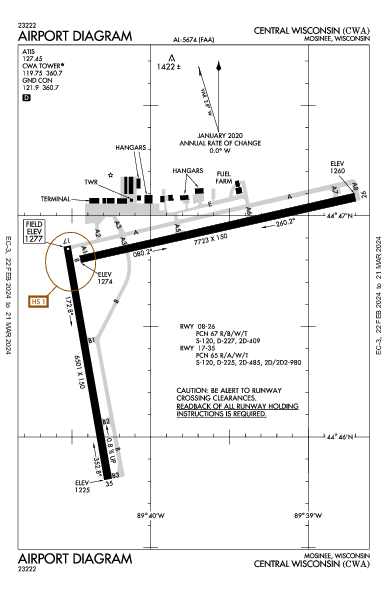 Central Wisconsin Mosinee, WI (KCWA): AIRPORT DIAGRAM (APD)