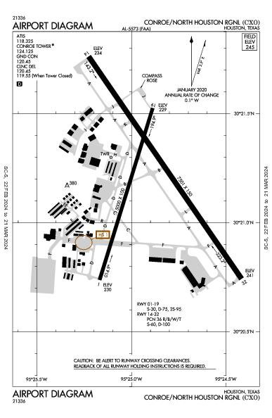 Conroe/North Houston Rgnl Houston, TX (KCXO): AIRPORT DIAGRAM (APD)