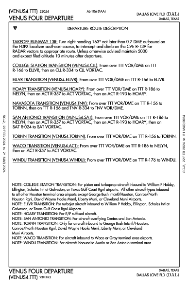 ダラス・ラブフィールド空港 Dallas, TX (KDAL): VENUS FOUR (DP)