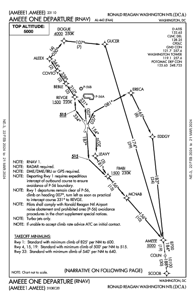 罗纳德·里根华盛顿国家机场 Washington, DC (KDCA): AMEEE ONE (RNAV) (DP)