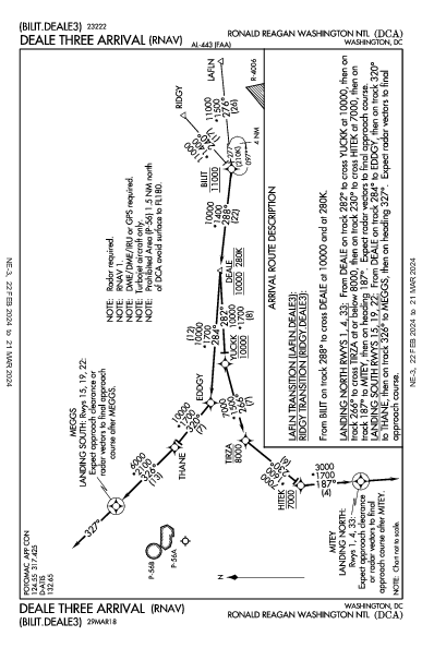 罗纳德·里根华盛顿国家机场 Washington, DC (KDCA): DEALE THREE (RNAV) (STAR)