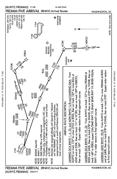 national Ronald Reagan Washington, DC (KDCA): FRDMM FIVE (RNAV) (STAR)