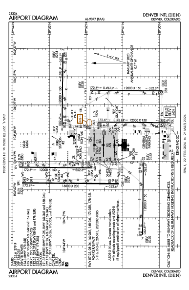 Денвер Denver, CO (KDEN): AIRPORT DIAGRAM (APD)