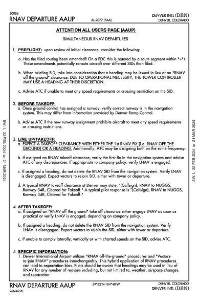 덴버 국제공항 Denver, CO (KDEN): RNAV DP AAUP (DAU)