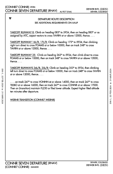 丹佛國際機場 Denver, CO (KDEN): CONNR SEVEN (RNAV) (DP)