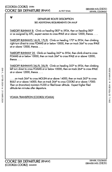 Denver Denver, CO (KDEN): COORZ SIX (RNAV) (DP)