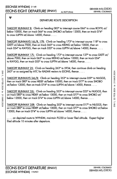 丹佛國際機場 Denver, CO (KDEN): EEONS EIGHT (RNAV) (DP)