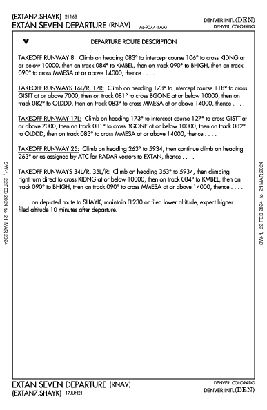 丹佛國際機場 Denver, CO (KDEN): EXTAN SEVEN (RNAV) (DP)