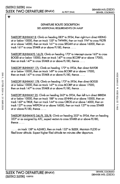 丹佛國際機場 Denver, CO (KDEN): SLEEK TWO (RNAV) (DP)