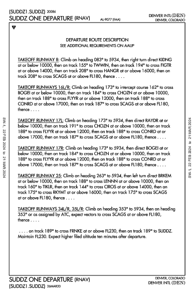 丹佛國際機場 Denver, CO (KDEN): SUDDZ ONE (RNAV) (DP)