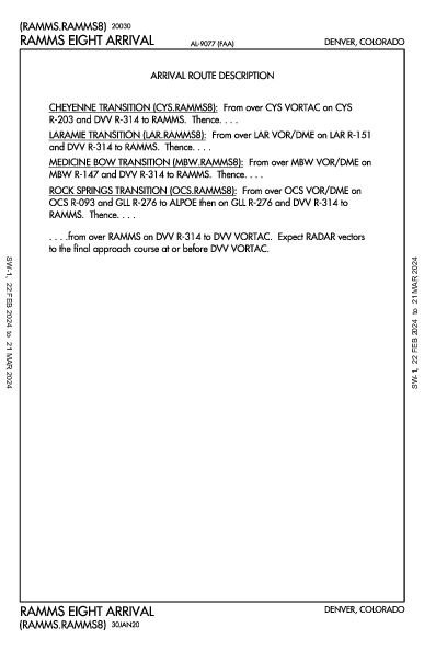 مطار دنفر الدولي Denver, CO (KDEN): RAMMS EIGHT (STAR)