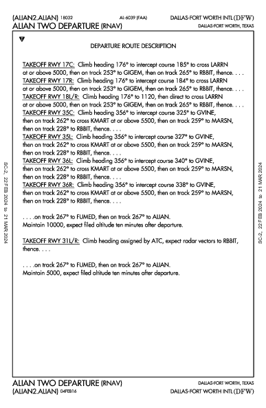 Dallas-Fort Worth Intl Dallas-Fort Worth, TX (KDFW): ALIAN TWO (RNAV) (DP)