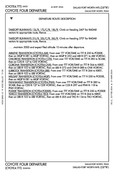 مطار دالاس فورت ورث الدولي Dallas-Fort Worth, TX (KDFW): COYOTE FOUR (DP)