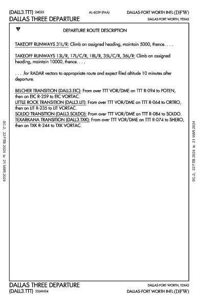 Int'l de Dallas-Fort Worth Dallas-Fort Worth, TX (KDFW): DALLAS THREE (DP)