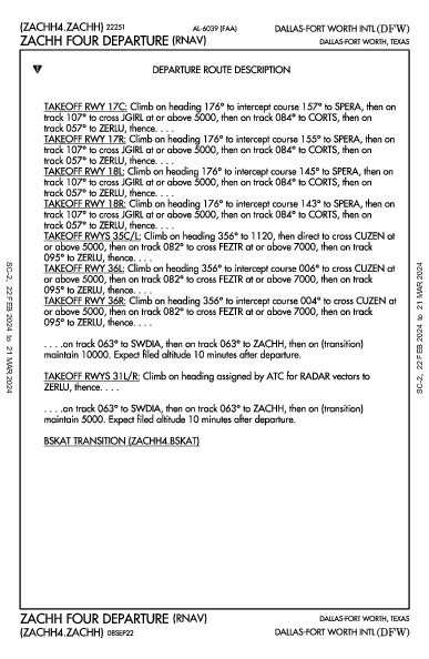 Int'l de Dallas-Fort Worth Dallas-Fort Worth, TX (KDFW): ZACHH FOUR (RNAV) (DP)