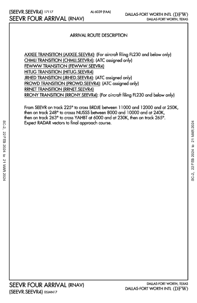 Dallas/Fort Worth Dallas-Fort Worth, TX (KDFW): SEEVR FOUR (RNAV) (STAR)