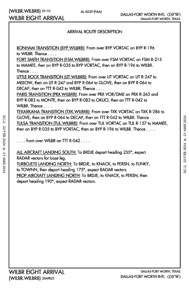 Dallas-Fort Worth Intl Dallas-Fort Worth, TX (KDFW): WILBR EIGHT (STAR)