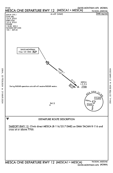 Davis Monthan Afb Tucson, AZ (KDMA): MESCA ONE RWY 12 (DP)