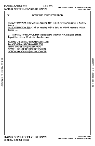 Hooks Mem Houston, TX (KDWH): KARRR SEVEN (RNAV) (DP)