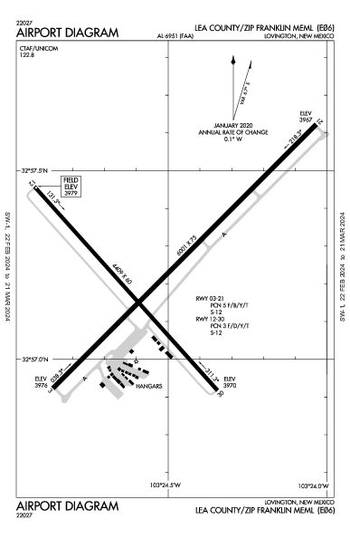 Lea County/Zip Franklin Meml Lovington, NM (E06): AIRPORT DIAGRAM (APD)