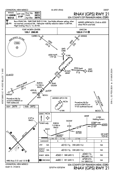 Lea County/Zip Franklin Meml Lovington, NM (E06): RNAV (GPS) RWY 21 (IAP)