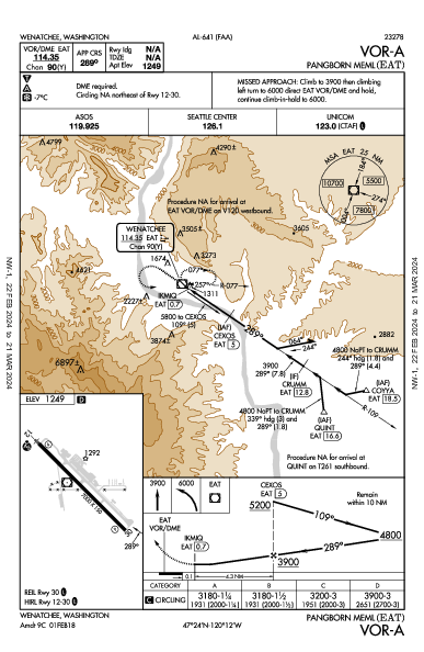 Pangborn Meml Wenatchee, WA (KEAT): VOR-A (IAP)