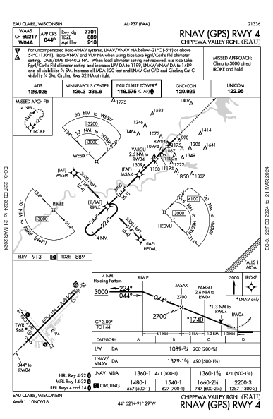 Chippewa Valley Rgnl Eau Claire, WI (KEAU): RNAV (GPS) RWY 04 (IAP)