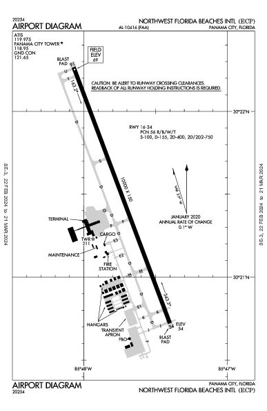 Northwest Florida Beaches Intl Panama City, FL (KECP): AIRPORT DIAGRAM (APD)