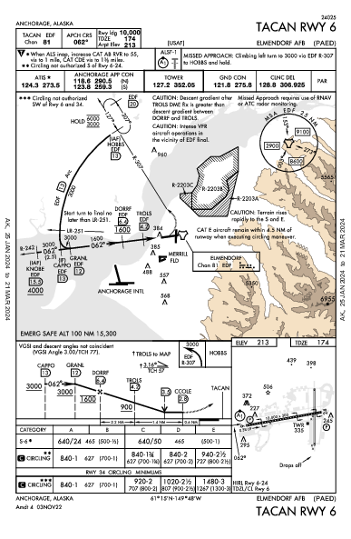 Elmendorf Afb Anchorage, AK (PAED): TACAN RWY 06 (IAP)