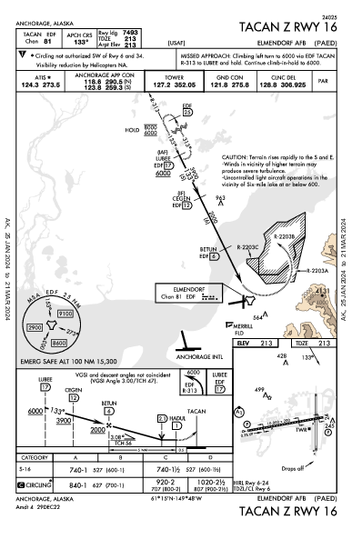 Elmendorf Afb Anchorage, AK (PAED): TACAN Z RWY 16 (IAP)