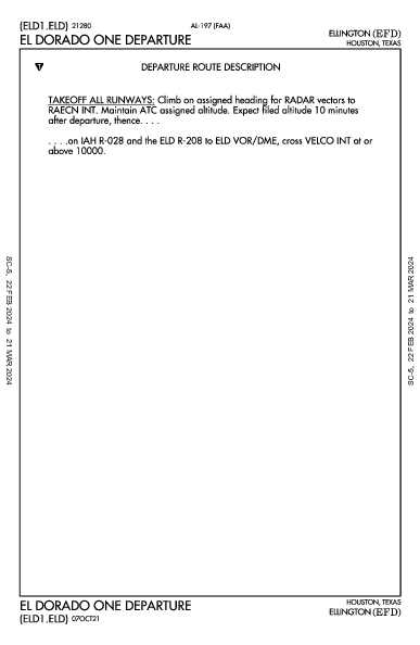 Houston Ellington Houston, TX (KEFD): EL DORADO ONE (DP)
