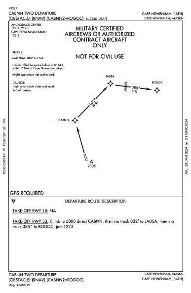 Cape Newenham Lrrs Cape Newenham, AK (PAEH): CABNN TWO (OBSTACLE) (RNAV) (ODP)