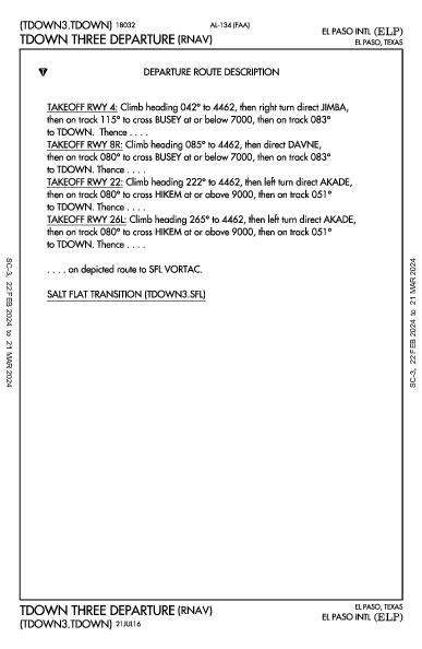 Int'l di El Paso El Paso, TX (KELP): TDOWN THREE (RNAV) (DP)
