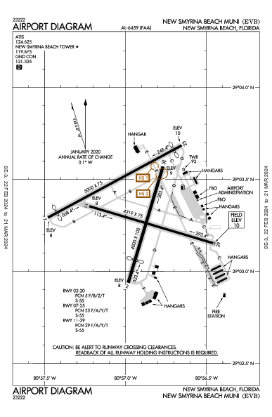 New Smyrna Beach Muni New Smyrna Beach, FL (KEVB): AIRPORT DIAGRAM (APD)