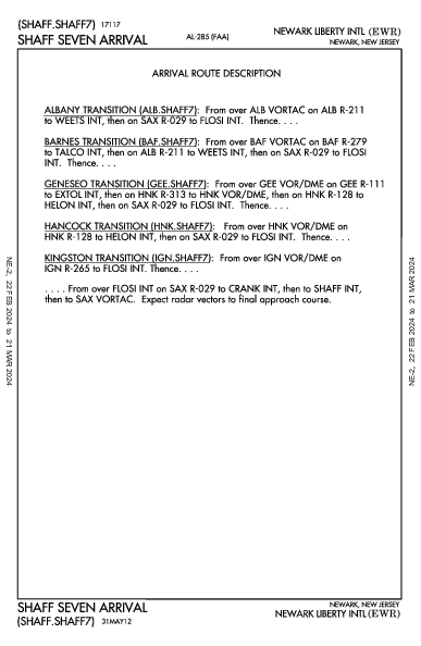 مطار نيوآرك ليبرتي الدولي Newark, NJ (KEWR): SHAFF SEVEN (STAR)