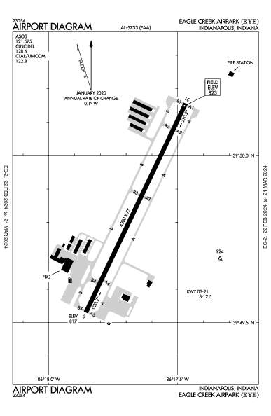 Eagle Creek Airpark Indianapolis, IN (KEYE): AIRPORT DIAGRAM (APD)