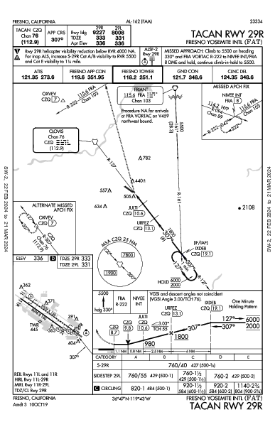 Int'l Fresno Yosemite Fresno, CA (KFAT): TACAN RWY 29R (IAP)