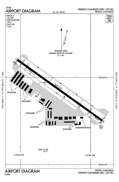 Fresno Chandler Exec Fresno, CA (KFCH): AIRPORT DIAGRAM (APD)