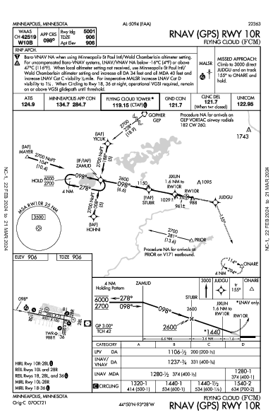 Flying Cloud Minneapolis, MN (KFCM): RNAV (GPS) RWY 10R (IAP)