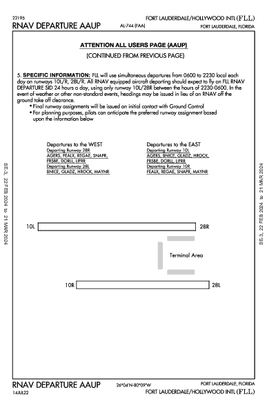 Int'l de Fort Lauderdale-Hollywood Fort Lauderdale, FL (KFLL): RNAV DP AAUP (DAU)