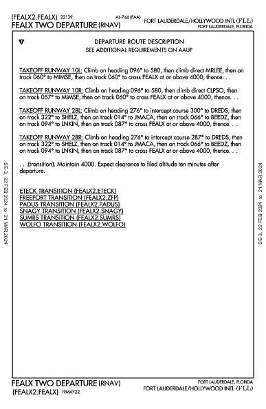 Fort Lauderdale Intl Fort Lauderdale, FL (KFLL): FEALX TWO (RNAV) (DP)