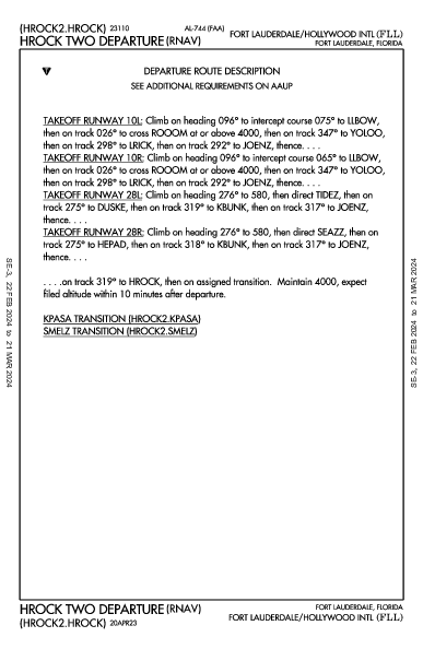 Int'l de Fort Lauderdale-Hollywood Fort Lauderdale, FL (KFLL): HROCK TWO (RNAV) (DP)