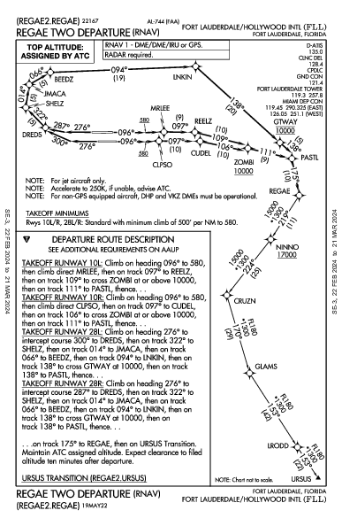Fort Lauderdale Intl Fort Lauderdale, FL (KFLL): REGAE TWO (RNAV) (DP)